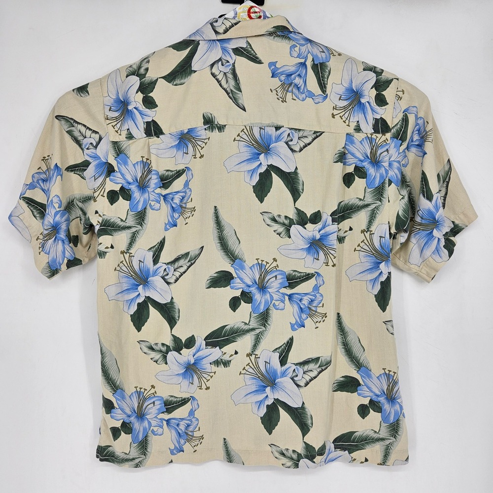 Tommy Bahama Shirt Mens Large Floral Silk Hawaiian Camp‎ All Over Print Cream - Picture 3 of 9